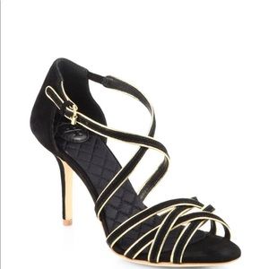 Tory Burch Women Black And Gold Heels Size 8